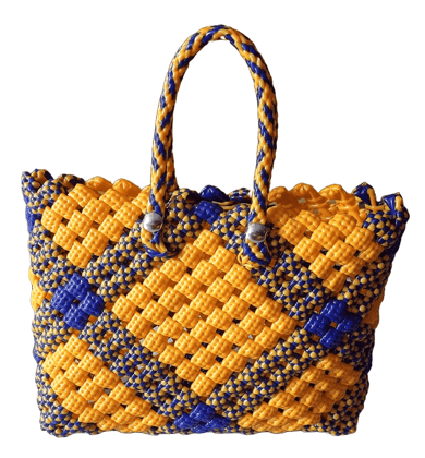 Handmade yellow and blue netted bag Handmade yellow and blue netted bag