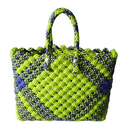 Handmade Green and Blue Crocheted Market Tote Bag Handmade Green and Blue Crocheted Market Tote Bag