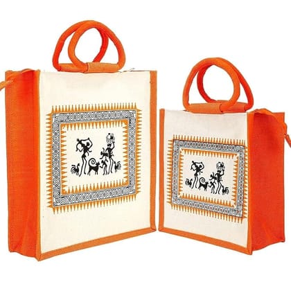 Orange Cotton Canvas Printed Zipper Tiffin/Lunch Bag Orange Cotton Canvas Printed Zipper Tiffin/Lunch Bag