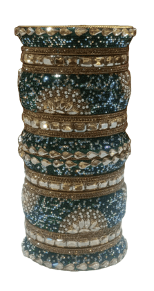 Green and Gold Kundan Bangles