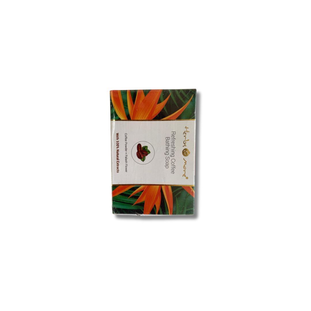 "Herbs more Refreshing Coffee Bathing Soap, Coffee Powder + Palash Flower, With 100% Natural Extracts"