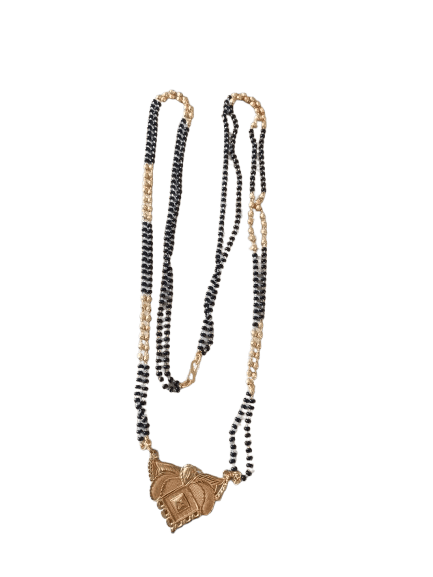 Traditional Indian Mangalsutra Gold Plated Black Beads Necklace for Women