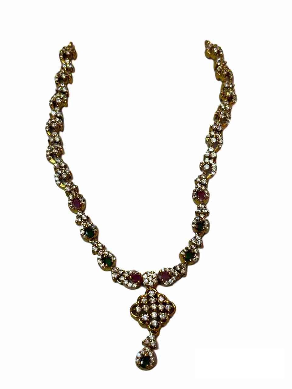 Traditional Indian Gold Plated Kempu Necklace Set With Earrings For Women