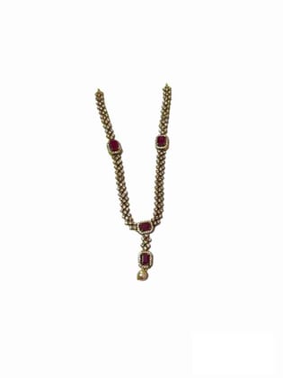 Ruby and Diamond Necklace with Pearl Drop