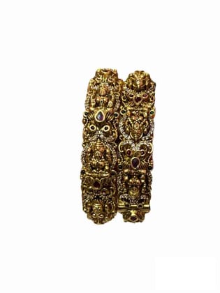 Gold Plated Textured Bangle Set of 2