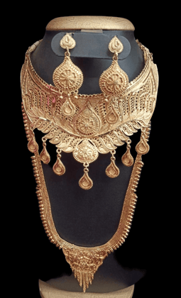 Bridal Gold Plated Kundan Necklace Set with Earrings for Women