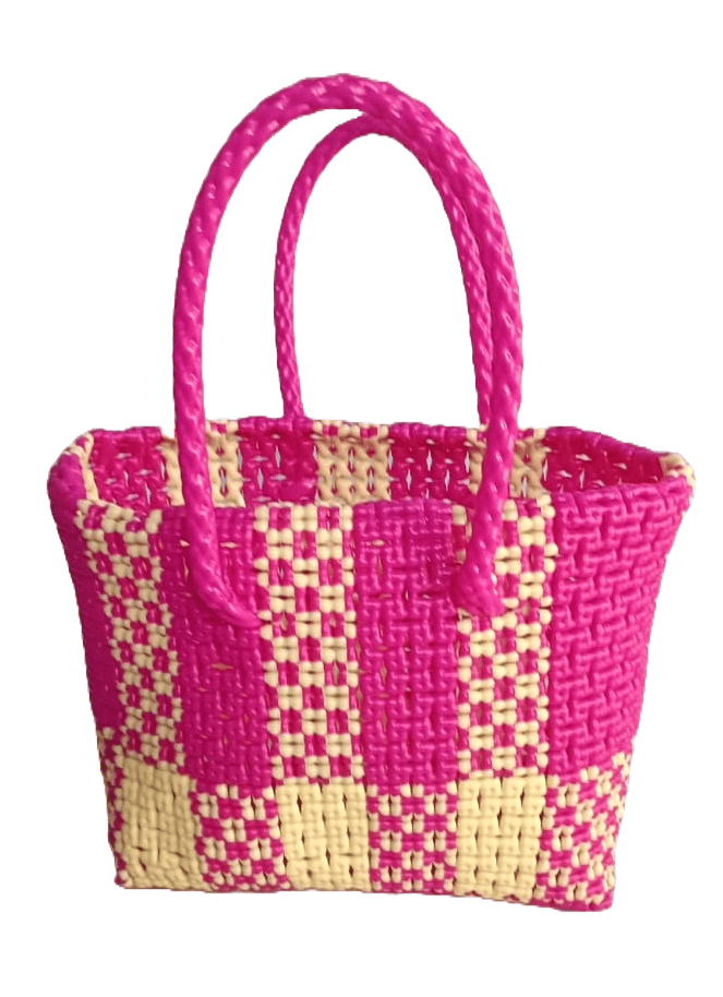 Handwoven Pink & Cream Market Tote