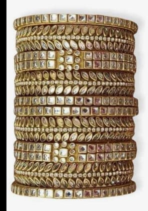 Gold Plated Kundan Bangles Set for Women