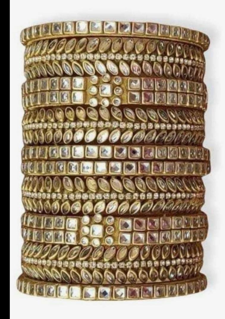 Gold Plated Kundan Bangles Set for Women