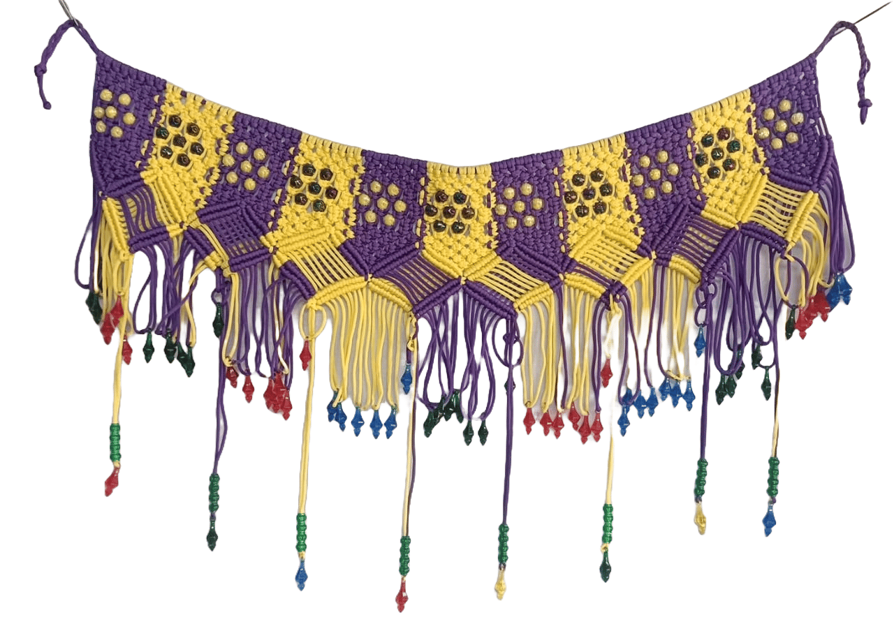 Colorful Beaded Macrame Doorway Curtain Valance Window Treatment