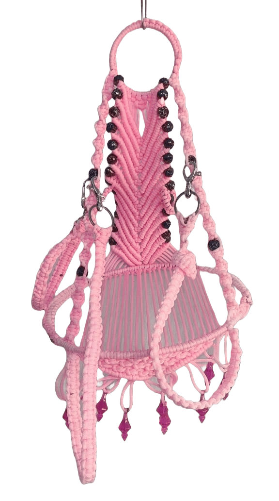 Macrame Hanging Planter Basket with Glass Beads