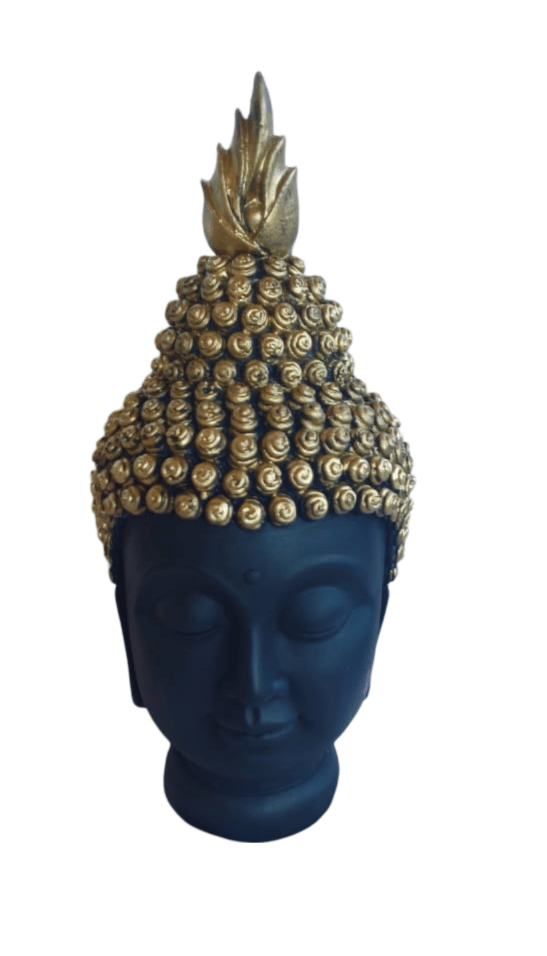 Black and Gold Buddha Head Statue