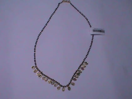 Gold Plated Black Beads and Tear Drop Stones Necklace Gold Plated Black Beads and Tear Drop Stones Necklace
