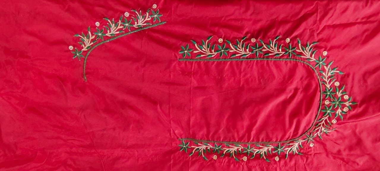 Red and green embroidered dupatta