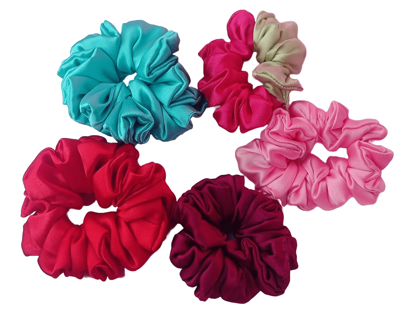 "Colorful Satin Scrunchies Set"