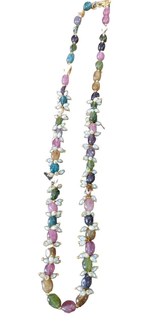 Multi-Gemstone Beaded Necklace with Gold Plated Accents