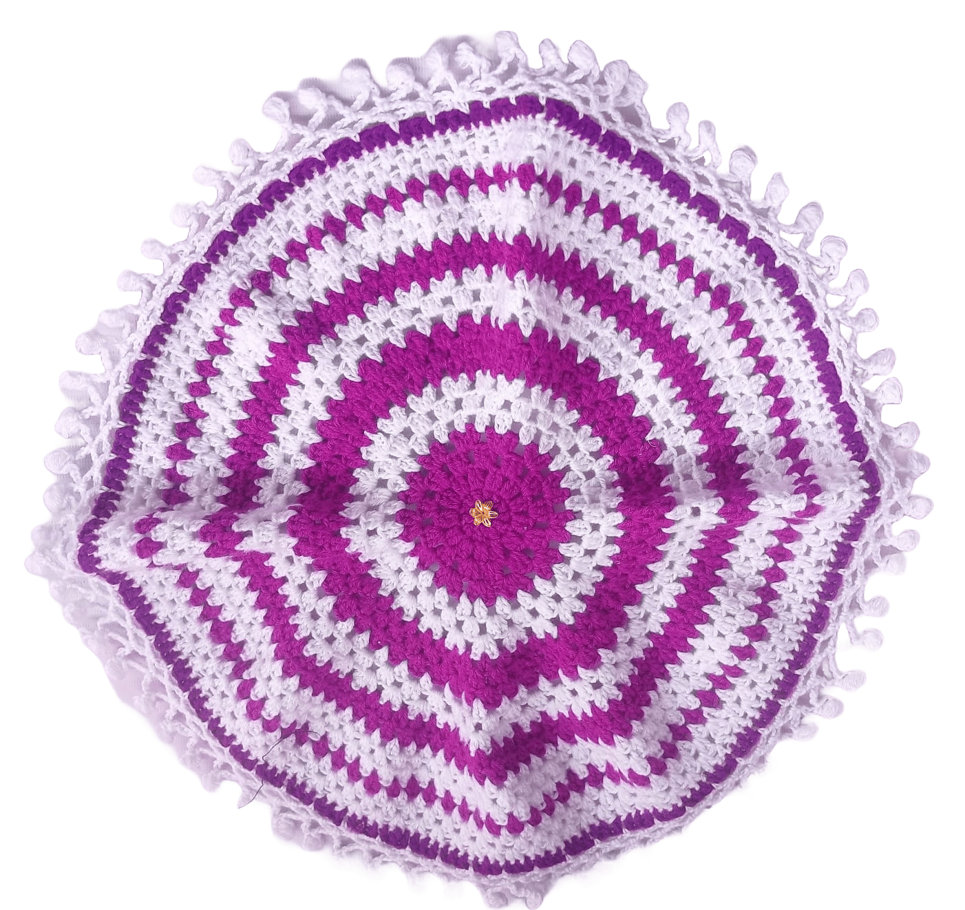 Handmade Crochet Doily in Pink and White