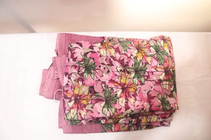 Floral Printed Cotton Saree with Blouse Piece