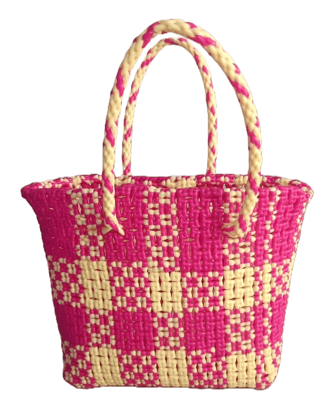 Small Handwoven Plastic Tote Bag