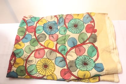 Hand Painted Kalamkari Silk Saree With Blouse Piece