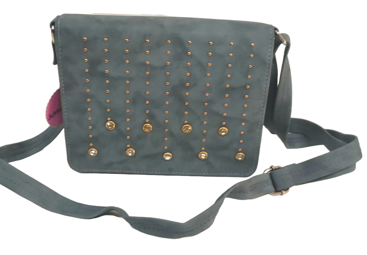 Women's Fashionable Faux Leather Crossbody Bag with Gold Studs and Adjustable Strap