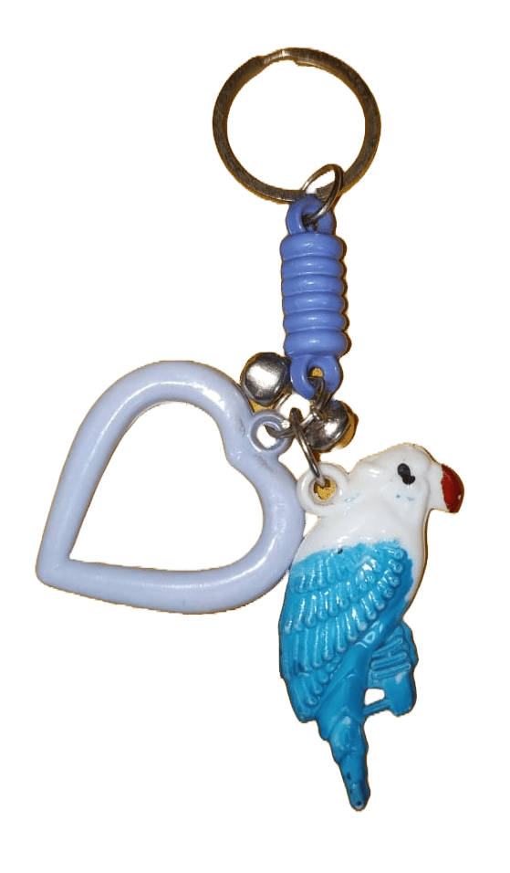 Blue and White Parrot Key Chain