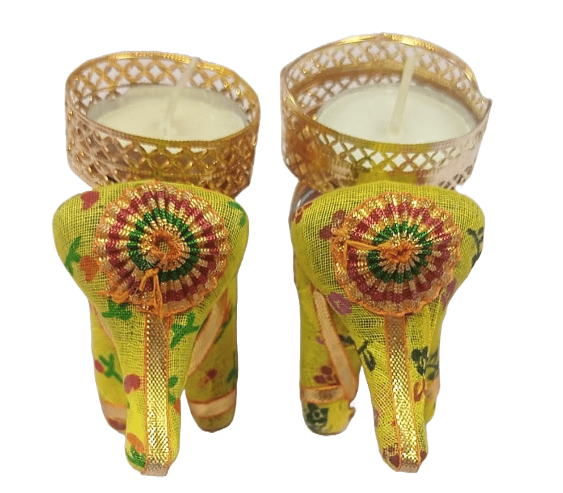 Pair of Handmade Fabric Elephant Tealight Candle Holders