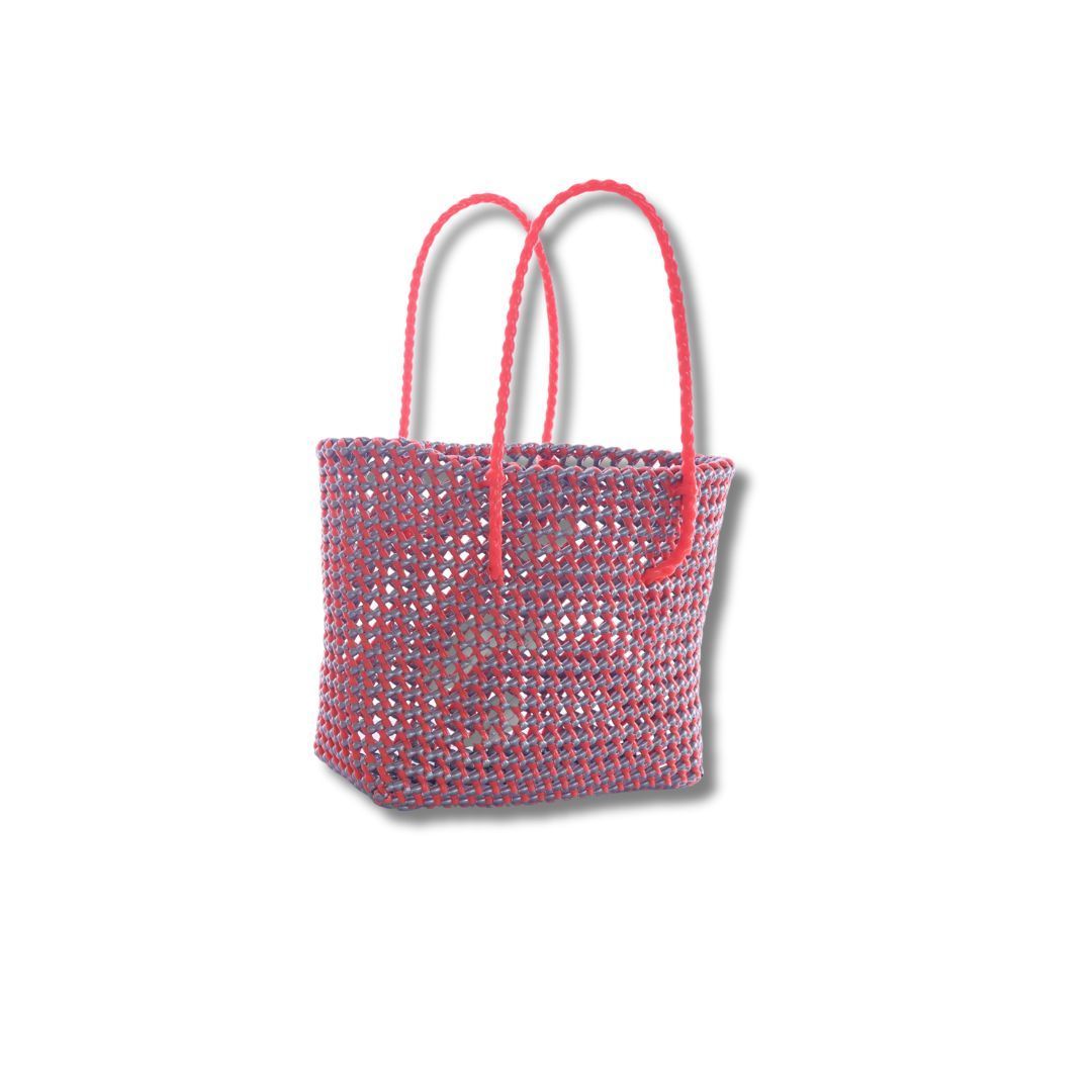 Woven Plastic Market Tote in Pink