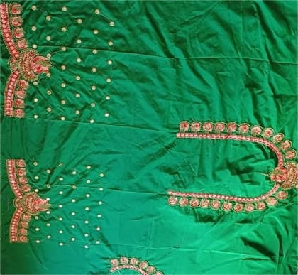 Green blouse with intricate embroidery