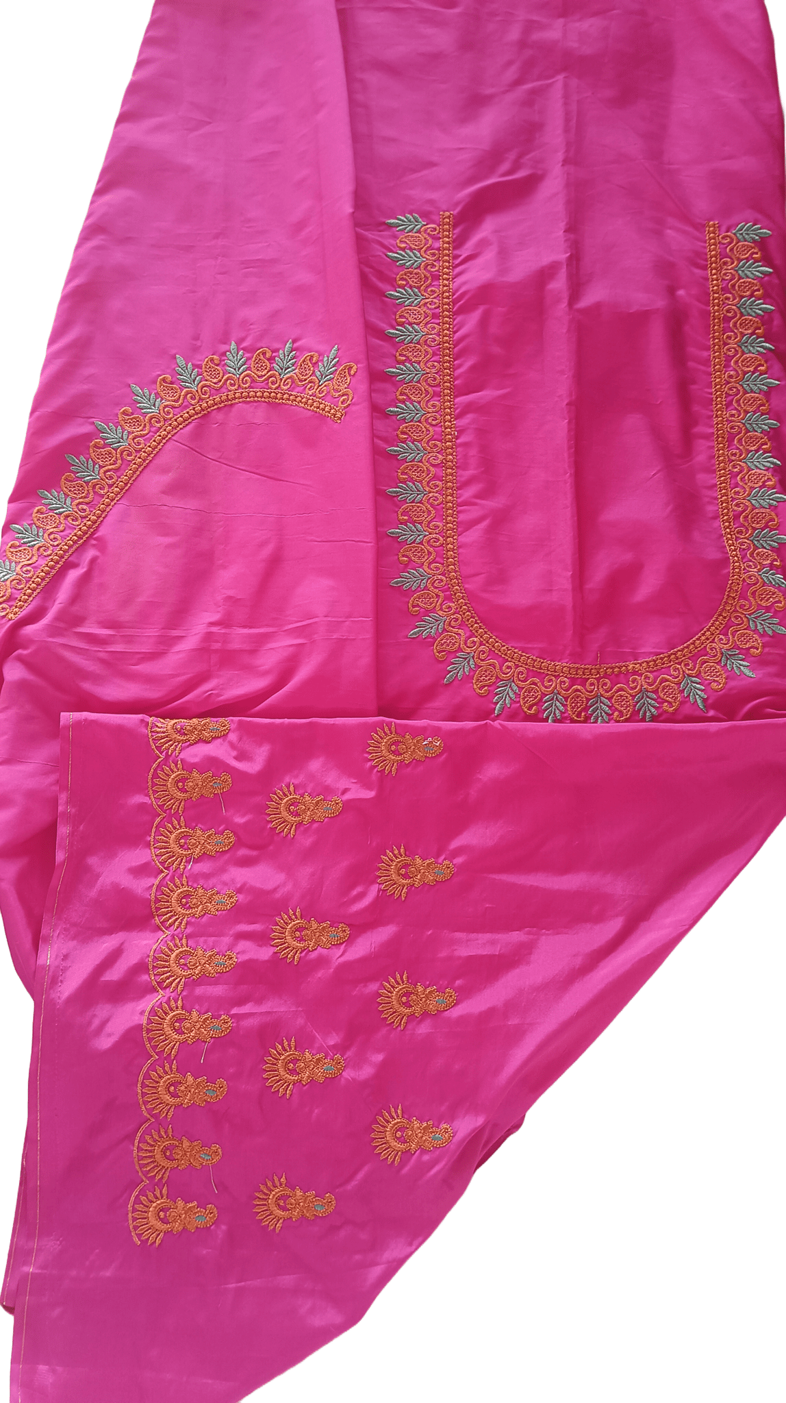 Pink Blouse Piece with Golden Embroidery Work