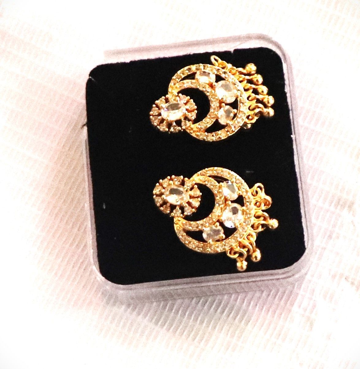 Gold Plated Kundan Chandbali Earrings With Pearls For Women