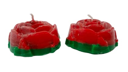 Pair of Red Rose Shaped Candles