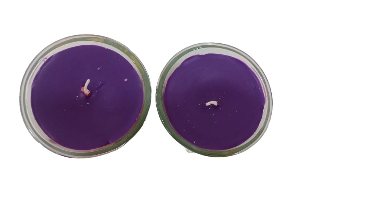 2-Pack Purple Glass Jar Candles - Long Burning Smokeless Tealight Candles for Home Decor
