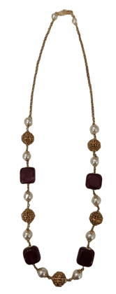 Gold and Red Beaded Statement Necklace