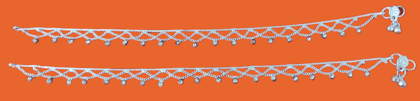 92.5 Sterling Silver Anklets with Cubic Zirconia Stones