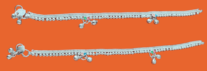 92.5 Sterling Silver Traditional Indian Anklets for Women and Girls (Pair)