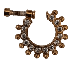 Gold Plated Indian Nose Ring Hoop Nath With Rhinestones