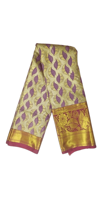 Cream color traditional silk saree with zari border