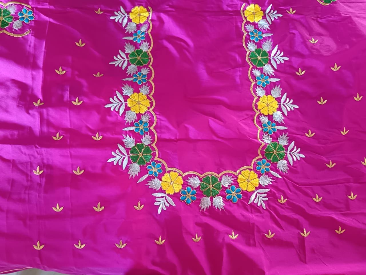 Pink Georgette Embroidered Blouse Piece
