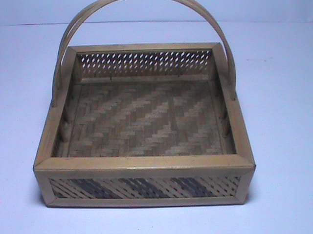 Handwoven Bamboo Basket with Lidded Top