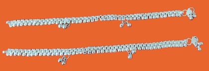 92.5 Sterling Silver Traditional Indian Anklets with Bells for Women and Girls