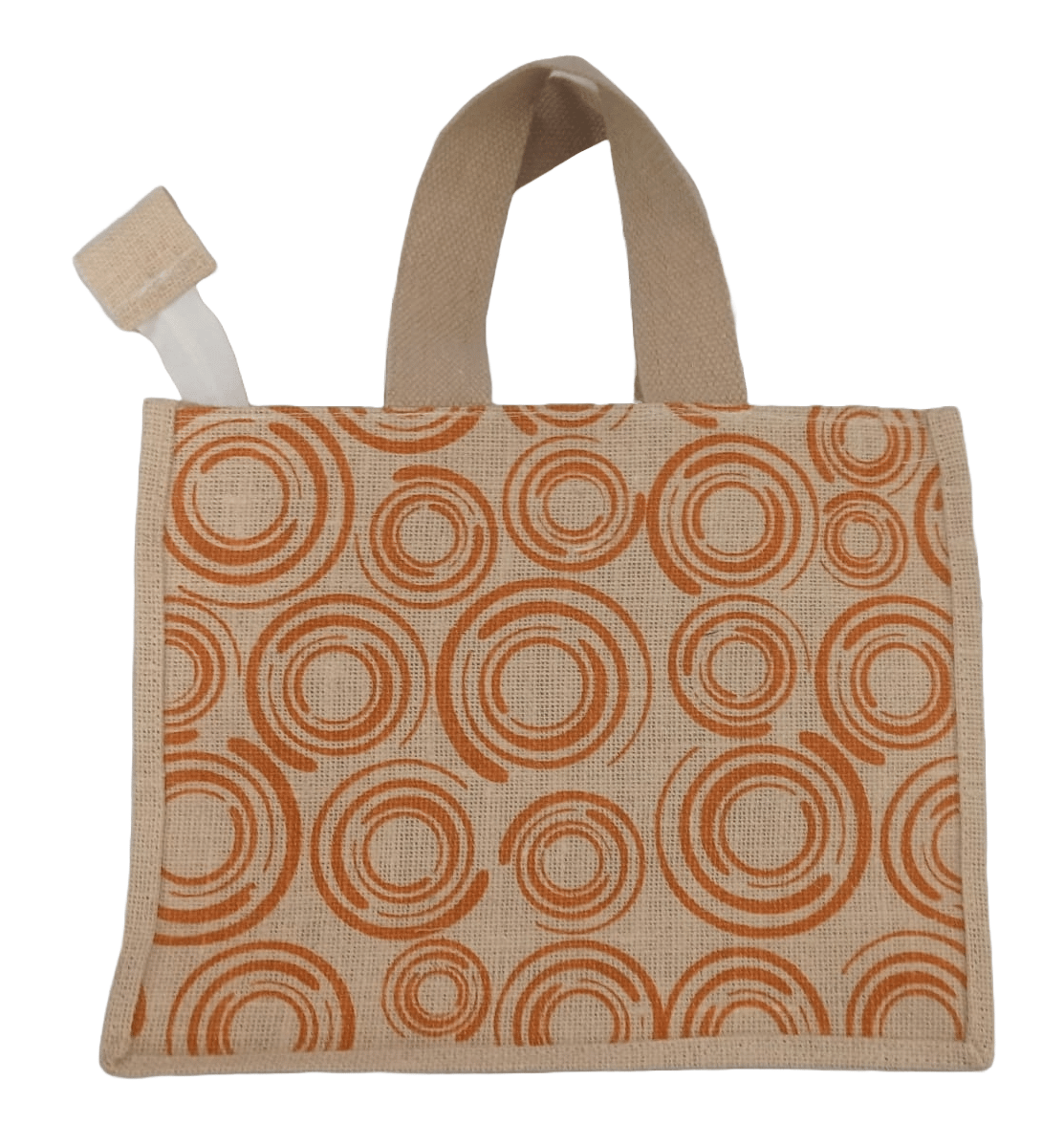 Jute Lunch Bag with Magnetic Closure and Cotton Webbed Handles
