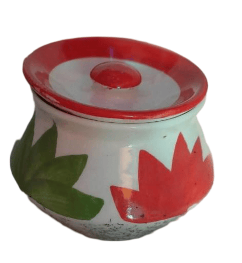 Hand painted ceramic pickle jar with lid
