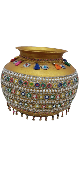 Designer Matka Kalash with Mirror Work for Wedding and Festival Decoration