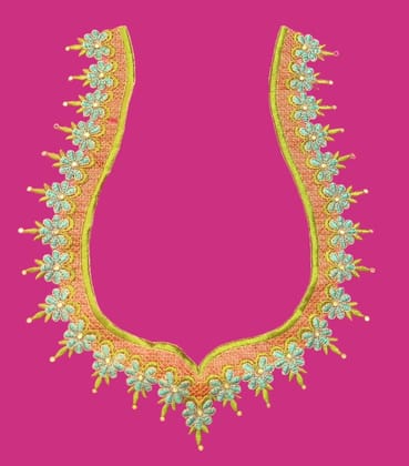 Indian Traditional Embroidery Neckline Blouse Design