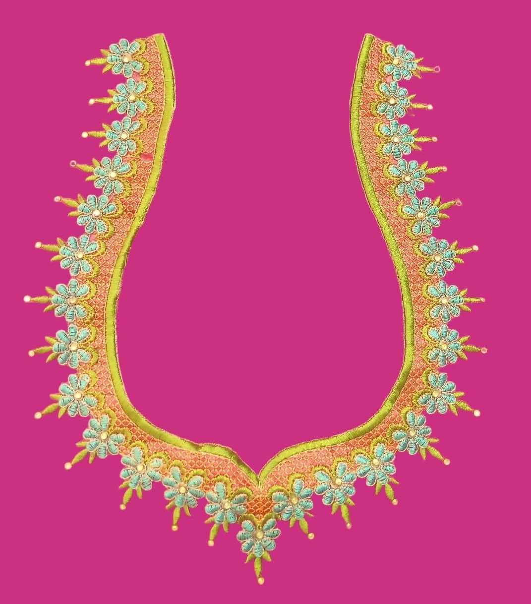 Indian Traditional Embroidery Neckline Blouse Design