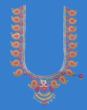 Indian Traditional Paisley Embroidery Blouse Neck Design