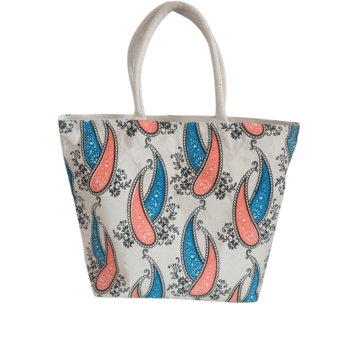 Paisley Print Canvas Bag