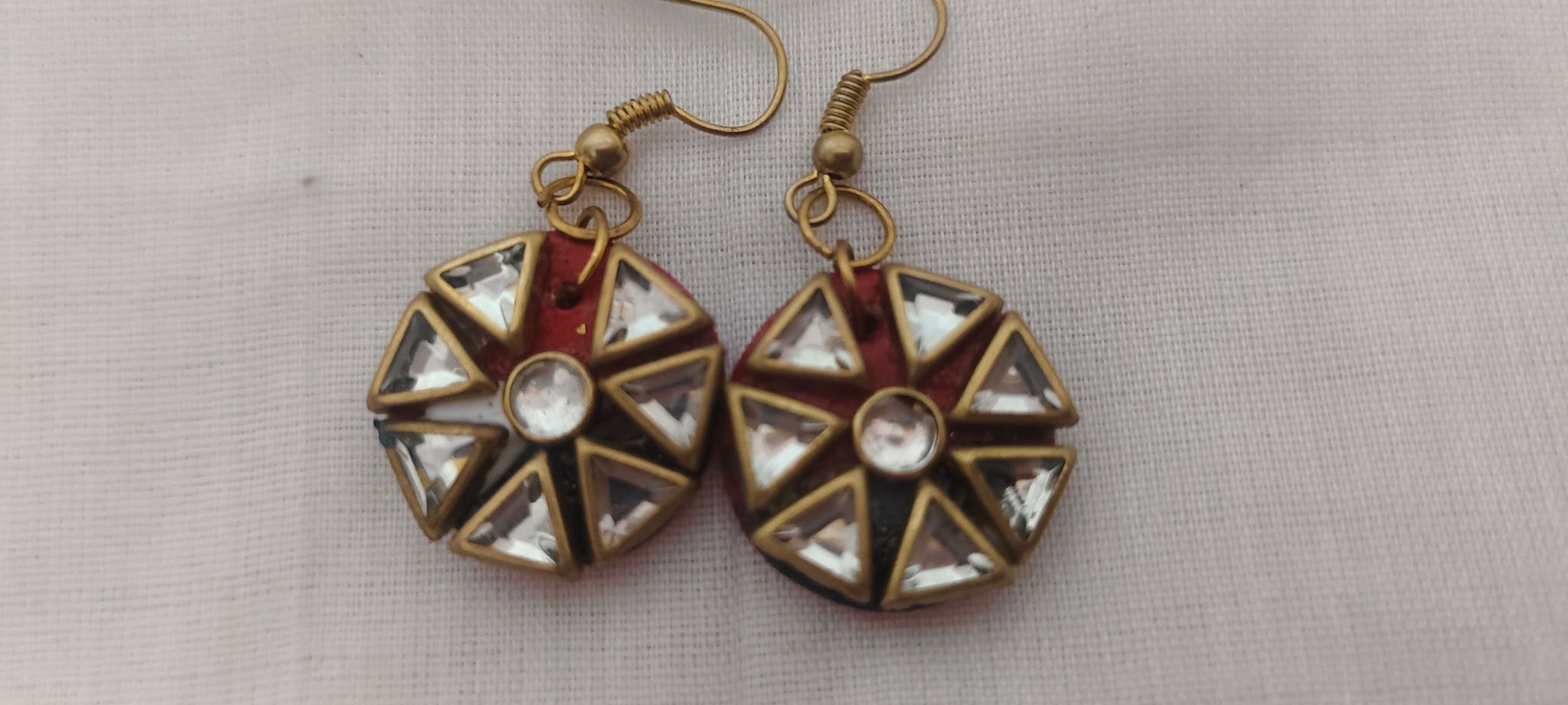 Handmade Polymer Clay Earrings with Rhinestones