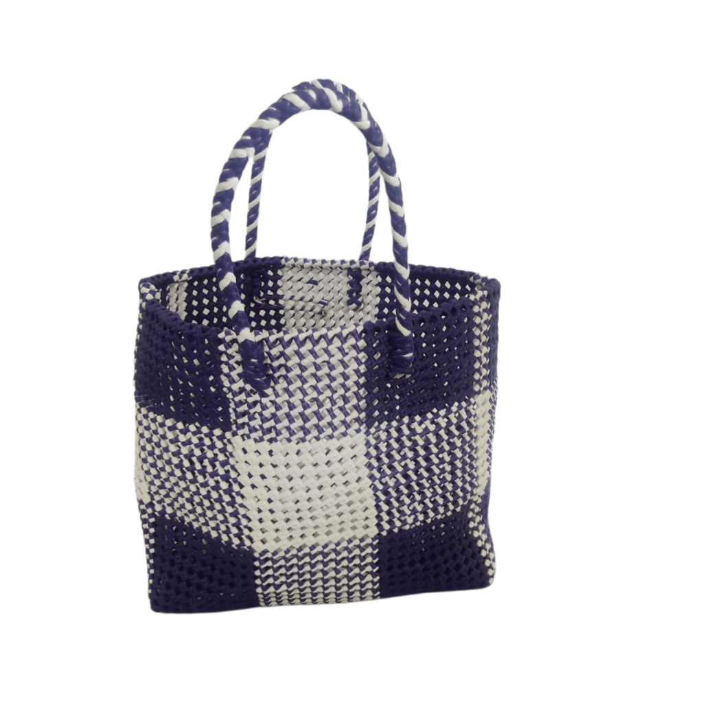 Purple and White Handwoven Market Tote
